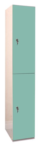 Laminate Plant-On Door Lockers 1800h x 300w x 450d mm 2 door camlock Aquamarine
