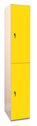 Laminate Plant-On Door Lockers 1800h x 300w x 450d mm 2 door camlock Spectrum Yellow