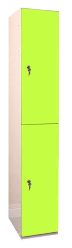 Laminate Plant-On Door Lockers 1800h x 300w x 450d mm 2 door camlock Vibrant Green