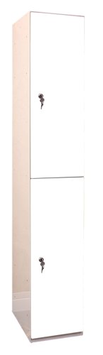 Laminate Plant-On Door Lockers 1800h x 300w x 450d mm 2 door camlock Pure White