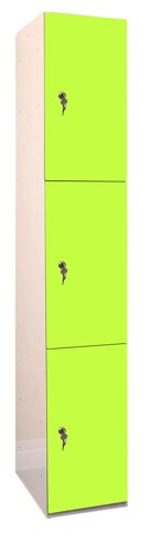 Laminate Plant-On Door Lockers 1800h x 300w x 450d mm 3 door camlock Vibrant Green