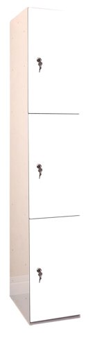 Laminate Plant-On Door Lockers 1800h x 300w x 450d mm 3 door camlock Pure White