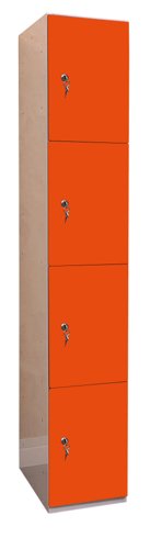 Laminate Plant-On Door Lockers 1800h x 300w x 450d mm 4 door camlock Clementine