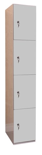 Laminate Plant-On Door Lockers 1800h x 300w x 450d mm 4 door camlock Light Grey