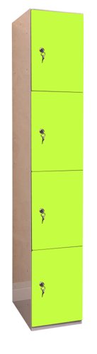 Laminate Plant-On Door Lockers 1800h x 300w x 450d mm 4 door camlock Vibrant Green