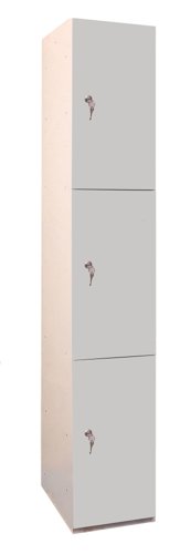 MFC Plant-On Door Lockers 1800h x 300w x 300d mm 3 door camlock Light grey