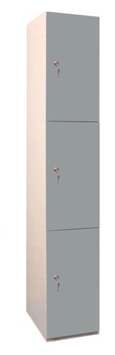 MFC Plant-On Door Lockers 1800h x 300w x 450d mm 3 door camlock Dust grey