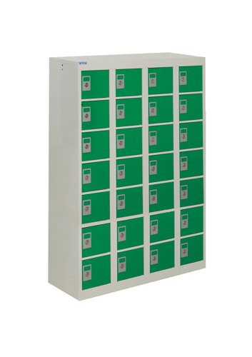 QMP Personal Effects Locker 1285h x 900w x 380d mm Green doors 28 comp Camlock