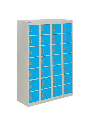 QMP Personal Effects Locker 1285h x 900w x 380d mm Light Blue doors 28 comp Camlock