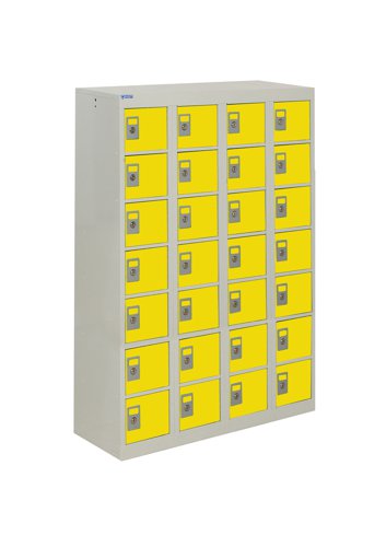 QMP Personal Effects Locker 1285h x 900w x 380d mm Yellow doors 28 comp Camlock