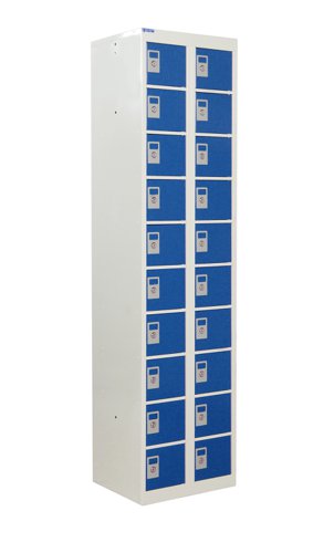 QMP Personal Effects Locker 1800h x 450w x 380d mm Blue doors 20 comp Camlock