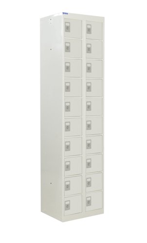 QMP Personal Effects Locker 1800h x 450w x 380d mm Light grey doors 20 comp Camlock