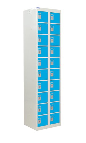 QMP Personal Effects Locker 1800h x 450w x 380d mm Light Blue doors 20 comp Camlock