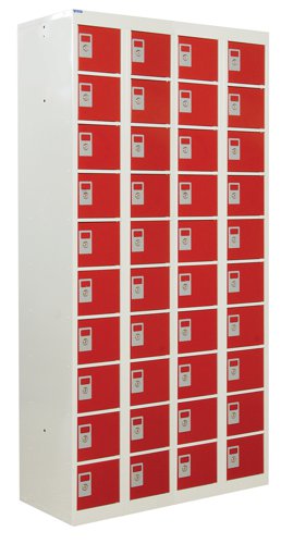 QMP Personal Effects Locker 1800h x 900w x 380d mm Red doors 40 comp Camlock