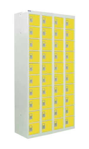 QMP Personal Effects Locker 1800h x 900w x 380d mm Yellow doors 40 comp Camlock
