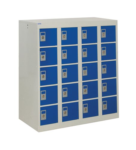QMP Personal Effects Locker 940h x 900w x 380d mm Blue doors 20 comp Camlock