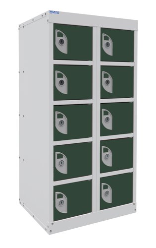 Dual USB Phone Charging Locker 940h x 450w x 380d mm 10 door Guava Green
