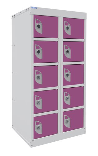Dual USB Phone Charging Locker 940h x 450w x 380d mm 10 door Summer Lilac