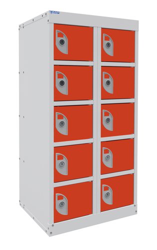 Dual USB Phone Charging Locker 940h x 450w x 380d mm 10 door Tangelo Orange