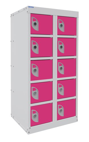 Dual USB Phone Charging Locker 940h x 450w x 380d mm 10 door Pitahaya Pink