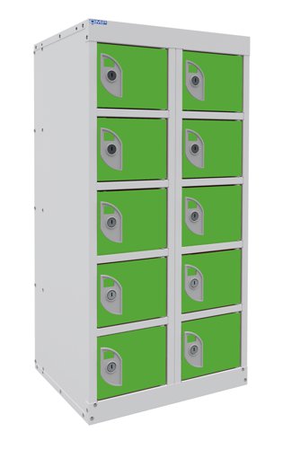 Dual USB Phone Charging Locker 940h x 450w x 380d mm 10 door Sublime Lime