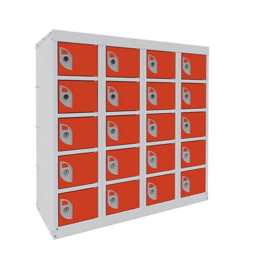 Dual USB Phone Charging Locker 940h x 900w x 380d mm 20 door Tangelo Orange