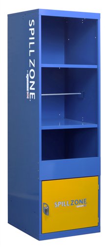 SpillZone® Absorbent Station 2 - 1820Hx550Wx550Dmm - with Lockable Cupboard - Half Door (Latch lock)