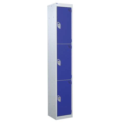 Steel Splash Locker 1800x300x300mm - 3 Compartment Blue Door Camlocks Camlock