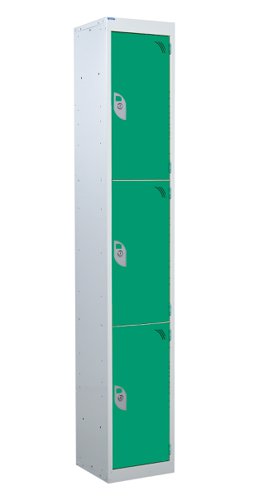 Steel Splash Locker 1800x300x300mm - 3 Compartment Green Door Camlocks Camlock