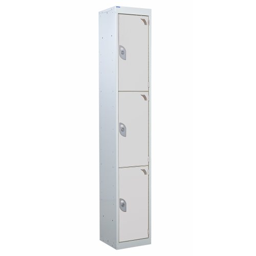 Steel Splash Locker 1800x300x300mm - 3 Compartment Light Grey Door Camlocks Camlock