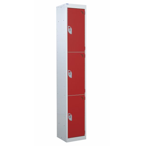 Steel Splash Locker 1800x300x300mm - 3 Compartment Red Door Camlocks Camlock