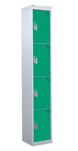 Steel Splash Locker 1800x300x300mm - 4 Compartment Green Door Camlocks Camlock