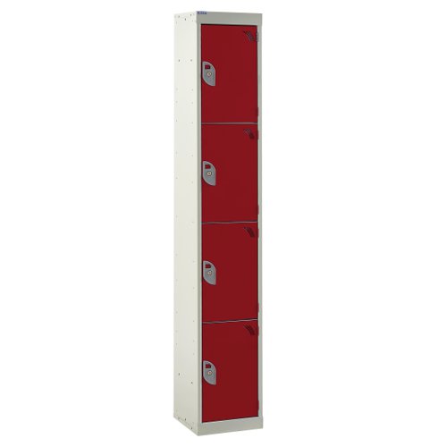 Steel Splash Locker 1800x300x300mm - 4 Compartment Red Door Camlocks Camlock