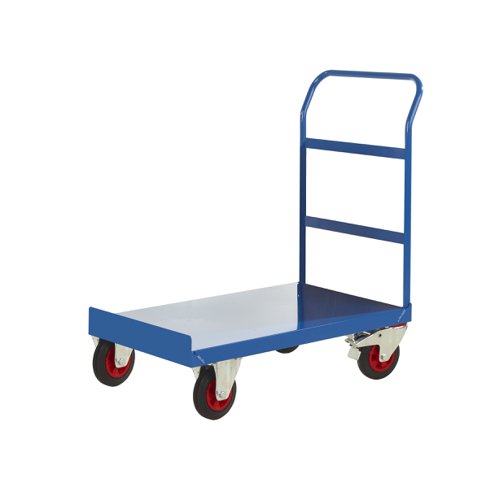 Single Handle Platform Trucks 1050h x 600w x 900l mm Open End Blue