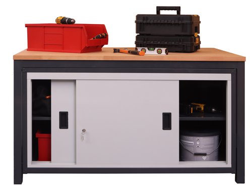 Sliding Door  Heavy Duty Workbench - 840h x  1200w x  600d mm Beech worktop 27mm thick