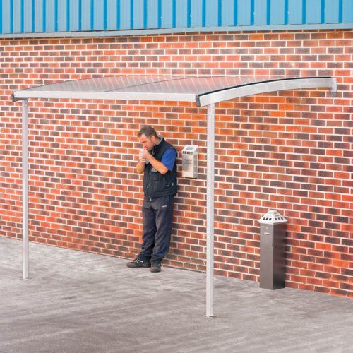 Wall Mounted Smoking Shelter Large 2270h x 3000w x 1900d mm Light Grey