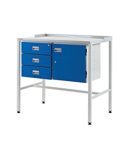 Team Leader Workstation - Triple Drawer & Cupboard - Flat Top - H.920 W.1000 D.460mm