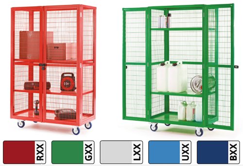 Boxwell Trolleys with doors  1355h x 900w x 600d mm steel  Green