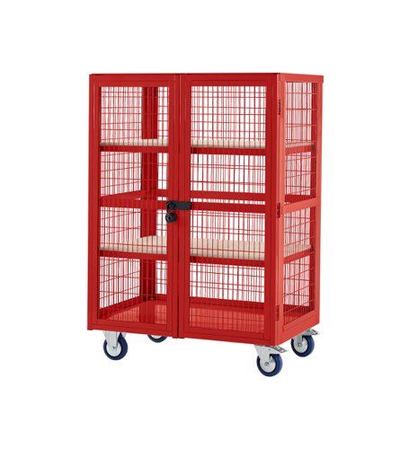 Boxwell Trolleys with doors  1355h x 900w x 600d mm plywood  Red