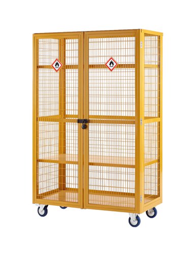 COSHH hazardous Boxwell® mesh sided shelf trucks, with security doors