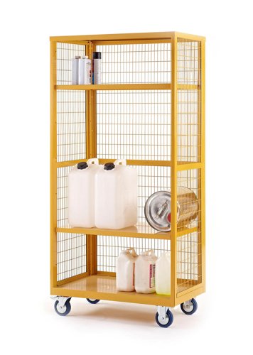 COSHH hazardous Boxwell® mesh sided shelf trucks - open front