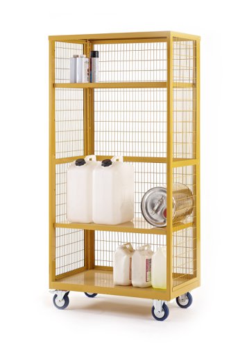 COSHH hazardous Boxwell® mesh sided shelf trucks - open front