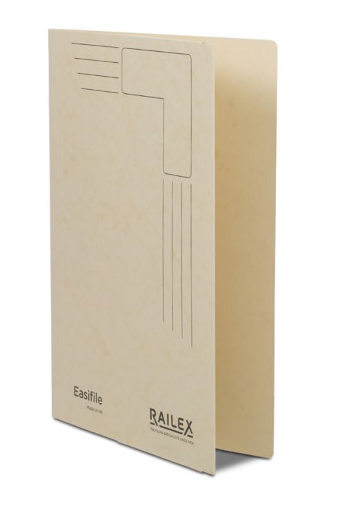 Railex Easifile Foolscap With Pocket 330Gsm Ivory Pack 25