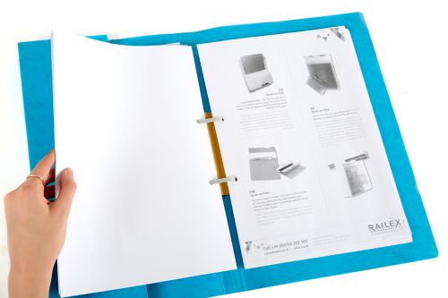 Railex Easifile Foolscap With Pocket 330Gsm Turquoise  Pack 25 Transfer Files MF1228