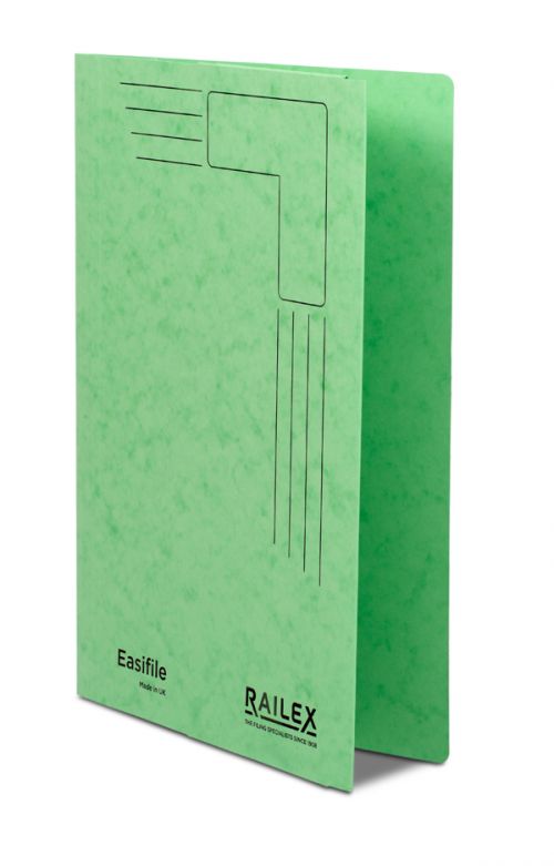Railex Easifile Foolscap With Pocket 330Gsm Emerald Pack 25