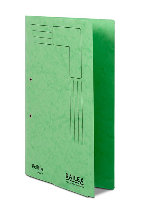Railex Polifile Foolscap With Pocket 330Gsm Emerald Pack 25