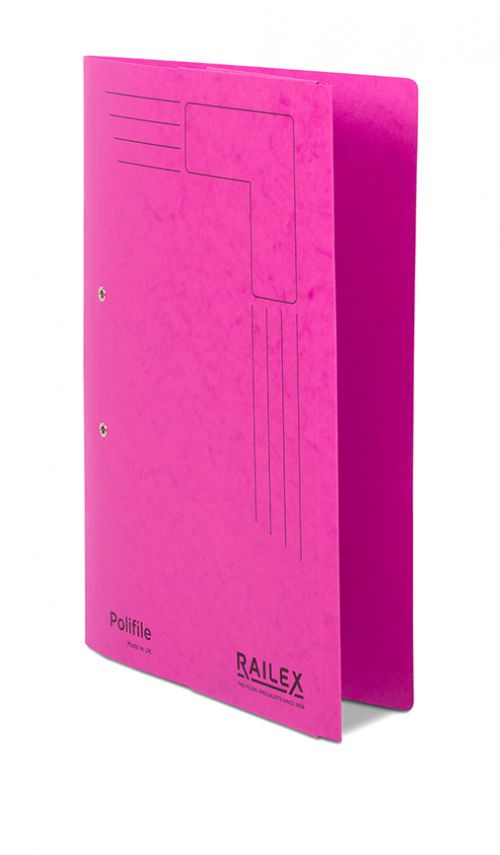 Railex Polifile Foolscap With Pocket 330Gsm Cerise Pack 25 Transfer Files MF1241