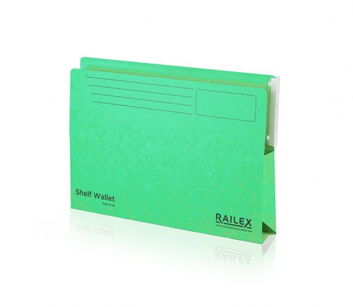 Railex Shelf Wallet with Tab SW5 Foolscap 350gsm Emerald PK25