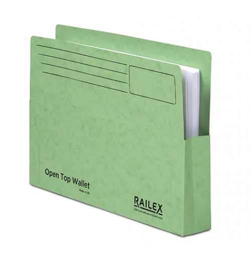 Railex Open Top Wallet OT5 Foolscap 350gsm Emerald PK25