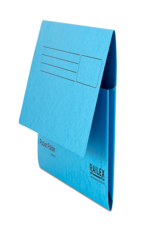 Railex Pocket Folder PF7 Foolscap 350gsm Turquoise PK25